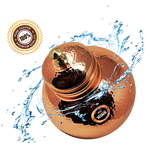 Mr. Copper King Copper Matka Tank Hammered - Round, 100% Premium Quality, Boosts Immunity, 7 L