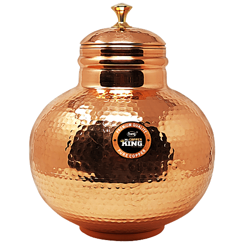 Mr. Copper King Copper Matka Tank Hammered - Round, 100% Premium Quality, Boosts Immunity, 7 L