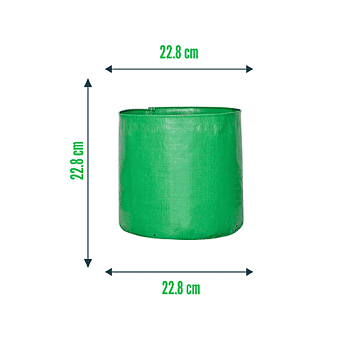 Leafy Tales HDPE Grow Bag - Lightweight, Durable, For Fruits & Vegetables, Green, 22 x 22 cm, 1 pc  