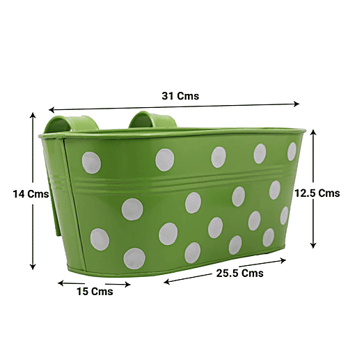 Leafy Tales Metal Hanging Planters - Oval, Strong, Durable, Rustproof, For Gardening, Multicolour, 30x15x14 Cm, 5 pcs