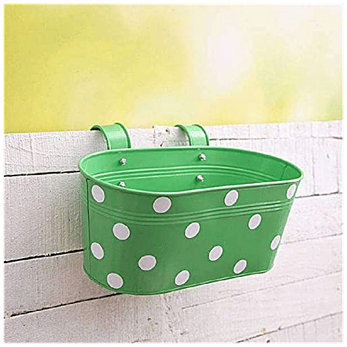 Leafy Tales Metal Hanging Planter - Strong, Durable, Rustproof, For Gardening, Green, 1 pc