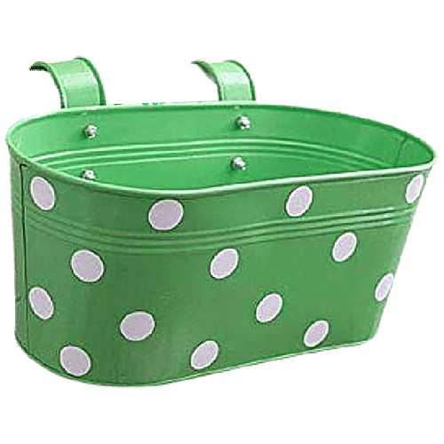 Leafy Tales Metal Hanging Planter - Strong, Durable, Rustproof, For Gardening, Green, 1 pc