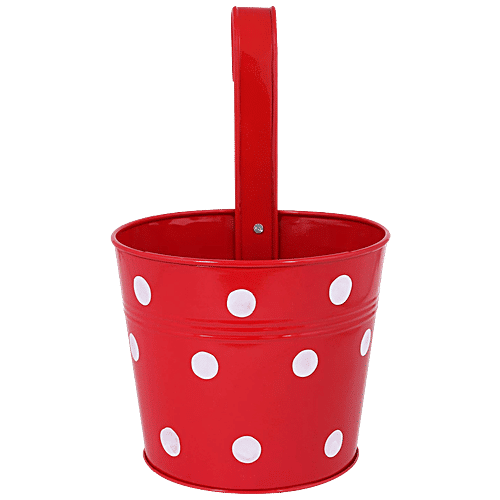 Leafy Tales Single Metal Hanging Pot - Strong, Durable, Rustproof, For Gardening, Red, 1 pc  
