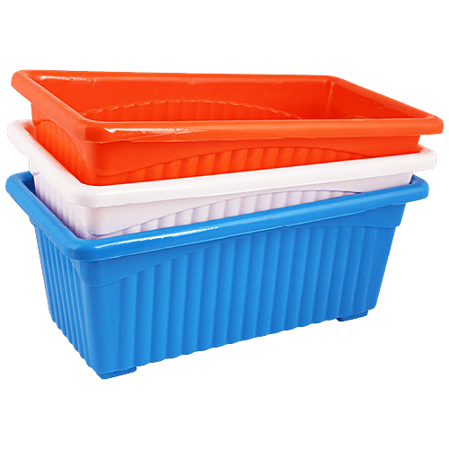 Leafy Tales Rectangular Plastic Pot - Lightweight, Durable, For Indoor/Outdoor Gardening, Red, 1 pc  