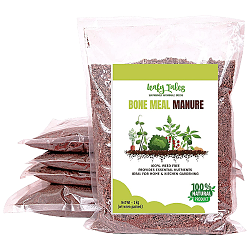 Leafy Tales Bone Meal Manure - Weed Free, Natural Fertiliser, For Planting & Gardening, 1 kg