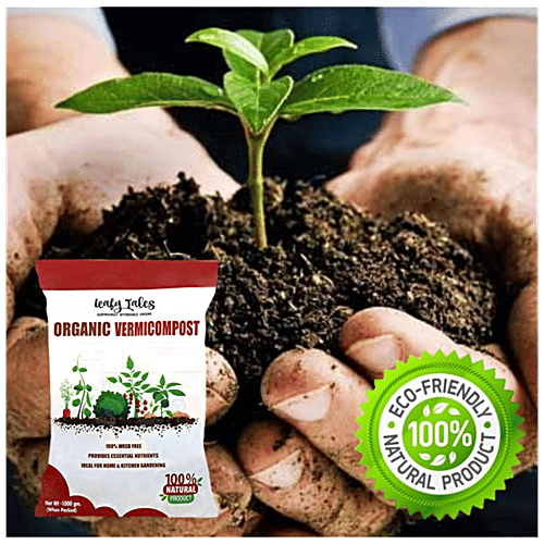 Leafy Tales Organic Vermicompost, 1 kg  Natural, Fertiliser, Manure, For Planting & Gardening, Brown