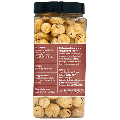 URBANTRAY Peri Peri Makhana - Nutrient Rich, Spicy & Flavorful, Healthy Snack, 75 g  