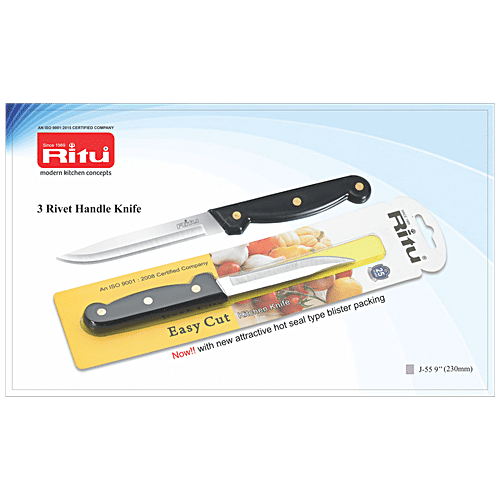 Buy Ritu 3 Rivet Handle Pointed Knife 9", Easy To Handle, For Multipurpose Usage, Black Online