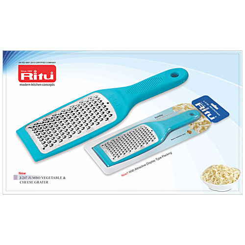 Ritu Vegetable & Cheese Grater - Jumbo, Easy To Use, Assorted Colour, 1 pc