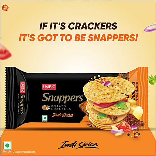 Unibic Snappers Potato Crackers - Indi Spice, Light, Crispy Snack, 70 g  