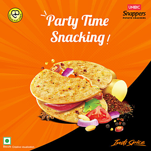 Unibic Snappers Potato Crackers - Indi Spice, Light, Crispy Snack, 70 g  