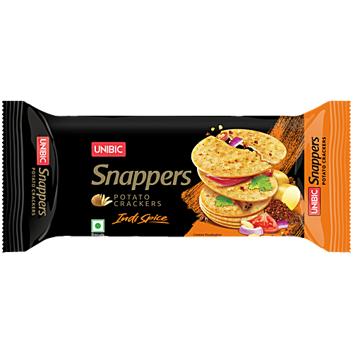 Unibic Snappers Potato Crackers - Indi Spice, Light, Crispy Snack, 70 g  