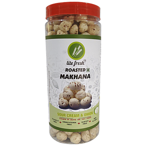 Lite Fresh Roasted Makhana - Sour Cream & Onion, Cholesterol-free, Gluten-free, 90 g Jar 