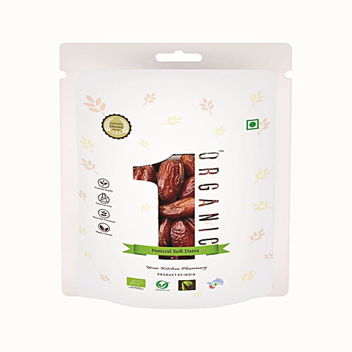 1Organic Natural Premium Safawi Dates - Naturally Processed, Magnesium & Iron Rich Snack, 250 g  