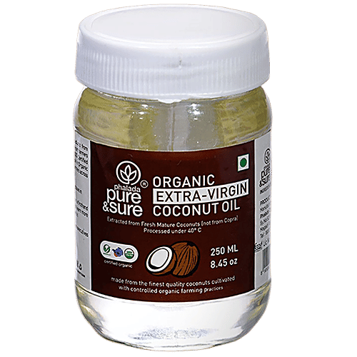 Phalada Pure & Sure Organic Extra Virgin Coconut Oil - Cold Pressed, Minerals & Nutrients Rich, 250 ml  