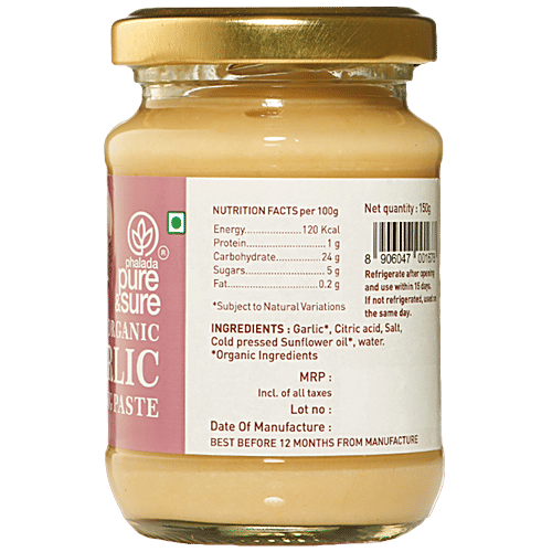 Phalada Pure & Sure Organic Garlic Paste - Enhances Flavour, 150 g  
