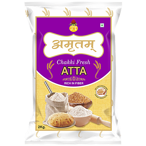 Buy AMRITAM Chakki Atta Fresh, Rich In Fibre, For Making Bread