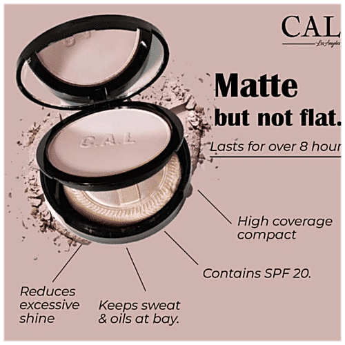 CAL Losangeles Finish Up Matte Compact -  SPF 50, High Coverage, Reduces Oil & Sweat, Long Lasting Finish, 12 g No. 1 