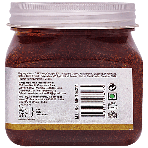 Jeva Coffee Face & Body Exfoliating Gel Scrub - Removes Tan, Dead Skin Cells, For Even Tone, 380 ml