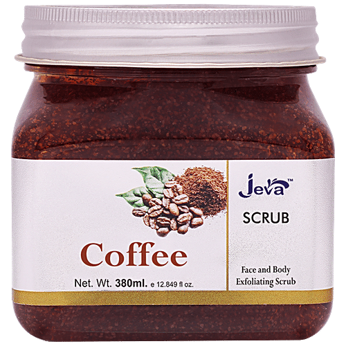 Jeva Coffee Face & Body Exfoliating Gel Scrub - Removes Tan, Dead Skin Cells, For Even Tone, 380 ml