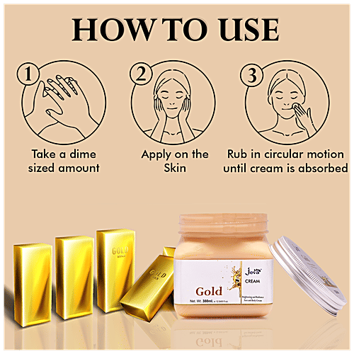 Jeva Gold Brightening & Radiance Face & Body Cream - For Smooth & Shiny Skin, 380 ml  
