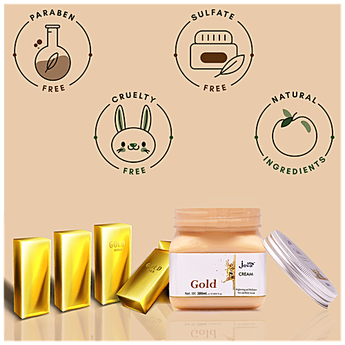 Jeva Gold Brightening & Radiance Face & Body Cream - For Smooth & Shiny Skin, 380 ml  