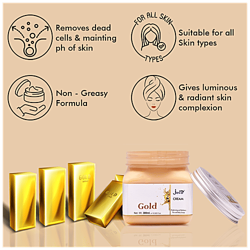 Jeva Gold Brightening & Radiance Face & Body Cream - For Smooth & Shiny Skin, 380 ml  