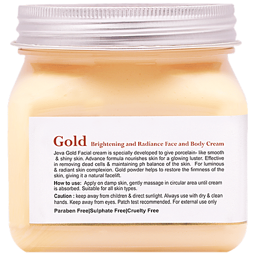 Jeva Gold Brightening & Radiance Face & Body Cream - For Smooth & Shiny Skin, 380 ml  