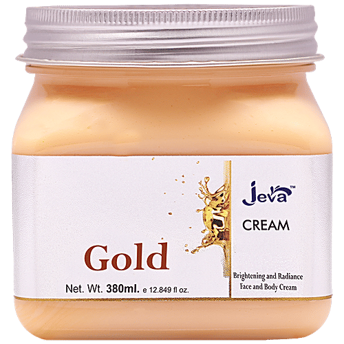 Jeva Gold Brightening & Radiance Face & Body Cream - For Smooth & Shiny Skin, 380 ml  