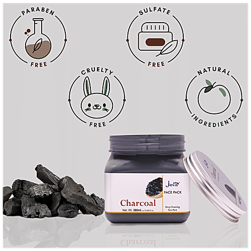 Jeva Charcoal Deep Cleasing Face Pack - Rich In Antioxidants, For Bright Skin, 380 ml  