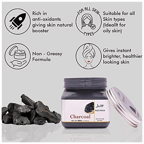 Jeva Charcoal Deep Cleasing Face Pack - Rich In Antioxidants, For Bright Skin, 380 ml  