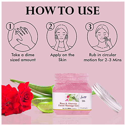 Jeva Rose & Aloe Vera Facial Massage Gel - For A Glowing Skin, Improves Complexion, 380 ml