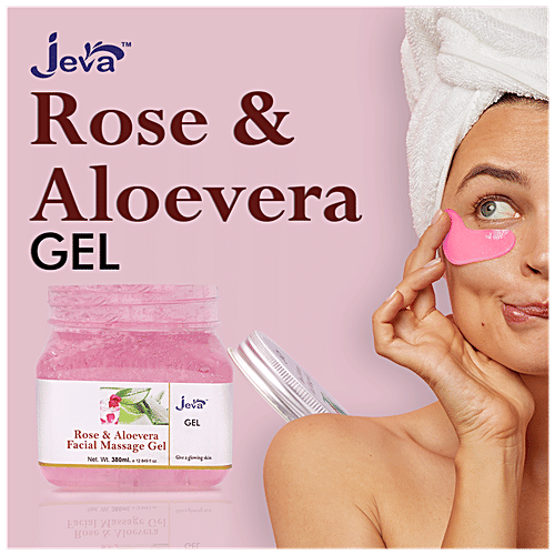 Jeva Rose & Aloe Vera Facial Massage Gel - For A Glowing Skin, Improves Complexion, 380 ml