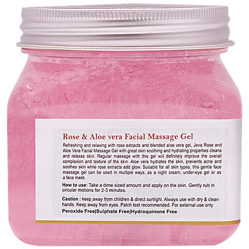 Jeva Rose & Aloe Vera Facial Massage Gel - For A Glowing Skin, Improves Complexion, 380 ml