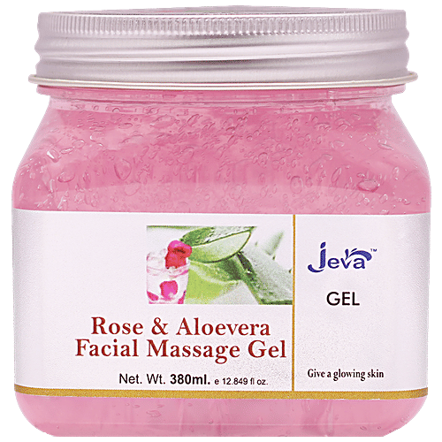 Jeva Rose & Aloe Vera Facial Massage Gel - For A Glowing Skin, Improves Complexion, 380 ml