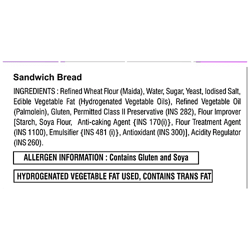 Dinshaws Sandwich Bread - Made With Refined Wheat Flour, Soft & Thick Slices, 100 g