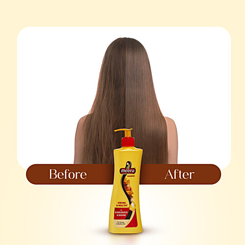 Meera Strong & Healthy Shampoo - With Kunkudukai & Badam, Nourishes & Cleanses Scalp, For Men & Women, 340 ml  