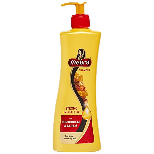 Meera Strong & Healthy Shampoo - With Kunkudukai & Badam, Nourishes & Cleanses Scalp, For Men & Women, 340 ml  