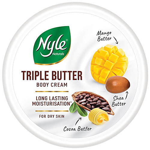 Nyle Naturals Triple Butter Body Cream - Long-Lasting Moisturization, With Mango, Shea & Cocoa Butter, For Dry Skin, 450 ml  