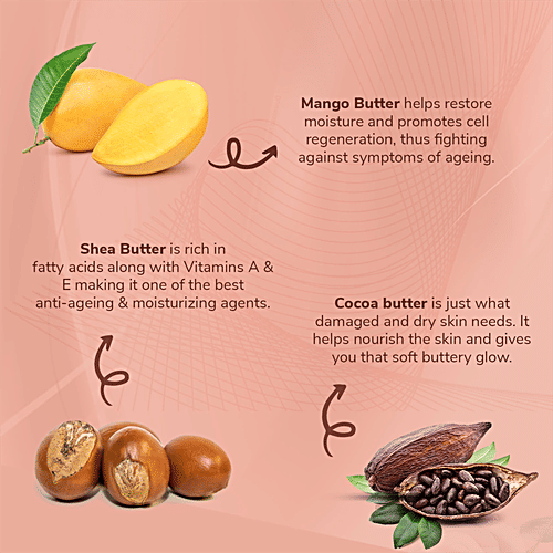 Nyle Naturals Triple Butter Body Cream - Long-Lasting Moisturization, With Mango, Shea & Cocoa Butter, For Dry Skin, 450 ml  