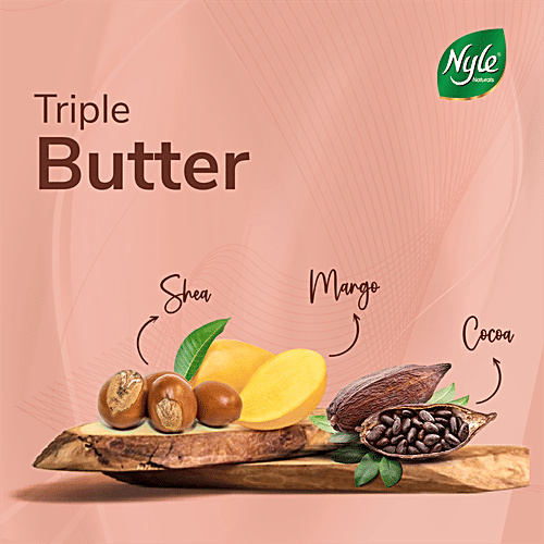 Nyle Naturals Triple Butter Body Cream - Long-Lasting Moisturization, With Mango, Shea & Cocoa Butter, For Dry Skin, 450 ml  