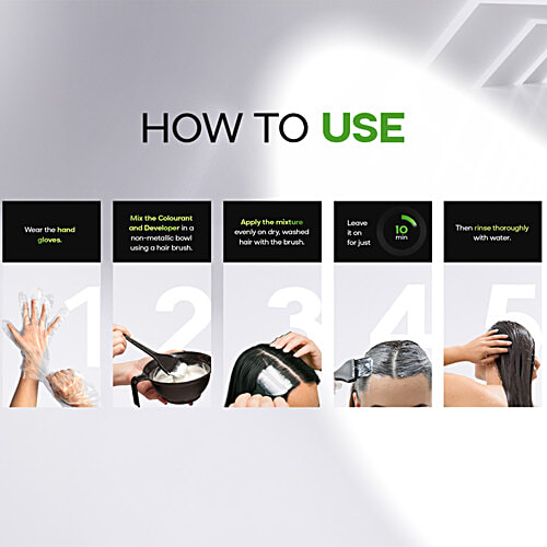 Indica Crème 10 Minutes Hair Color, 40 ml Natural Black 1 100% Grey Coverage, Ammonia Free, Long Lasting Colour, With Onion, Argan & Coconut Oils