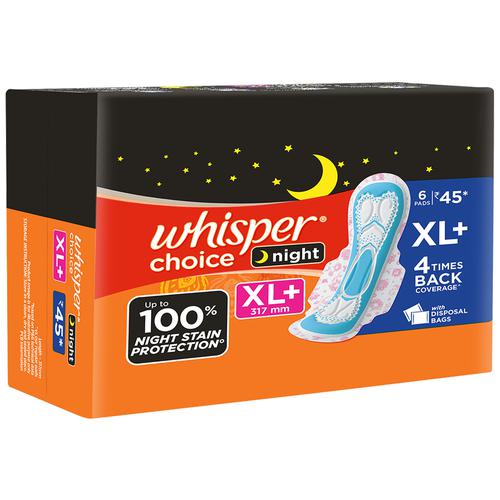 Buy Whisper Choice Nights Sanitary Pads For Women, XLarge +, 100