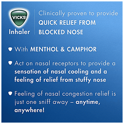 Vicks Inhaler - Instant Relief From Blocked Nose, With Keychain Balm, 0.25 ml (Pack of 2) 