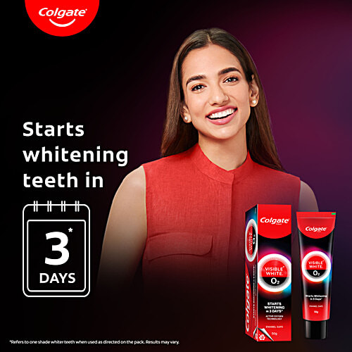 Colgate Visible White O2 Teeth Whitening Toothpaste for noticeably whiter teeth starting in 3 days, 25 g Active Oxygen Technology, Enamel Safe Teeth Whitening Product