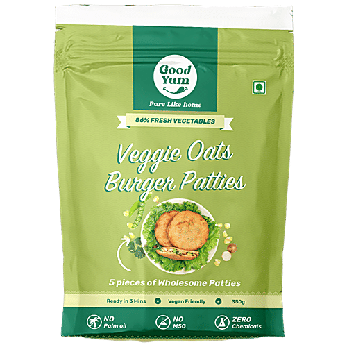 GoodYum Veggie Oats Burger Patties - Natural Ingredients, No Soy, No Palm Oil, 350 g