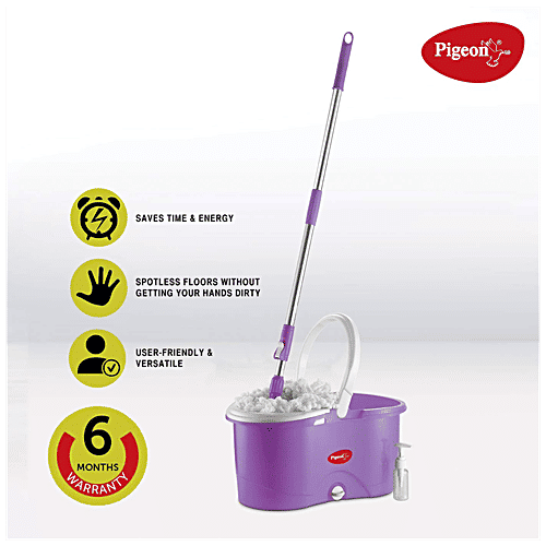 Buy Pigeon Steel Enjoy Spin Mop Easy To Use Twin Buckets, Light