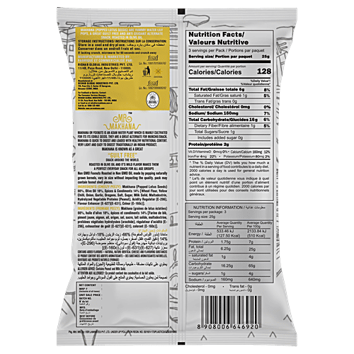 MR. MAKHANA Cheesy Peezy - Popped Lotus Seeds, Roasted In Olive Oil, Super Snack, 75 g Pouch