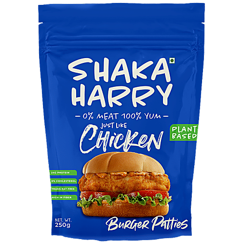Shaka Harry Just Like Chicken Burger Patties - 0% Meat, Rich In Protein & Fibre, Plant-Based, 250 g