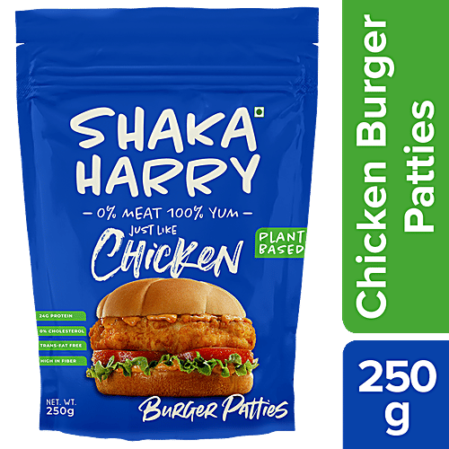 Shaka Harry Just Like Chicken Burger Patties - 0% Meat, Rich In Protein & Fibre, Plant-Based, 250 g
